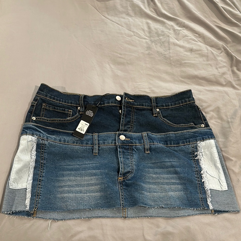 Fashion Nova Two-Tone Denim Mini Skirt